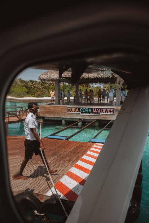 Arriving by seaplane to Cora Cora Maldives